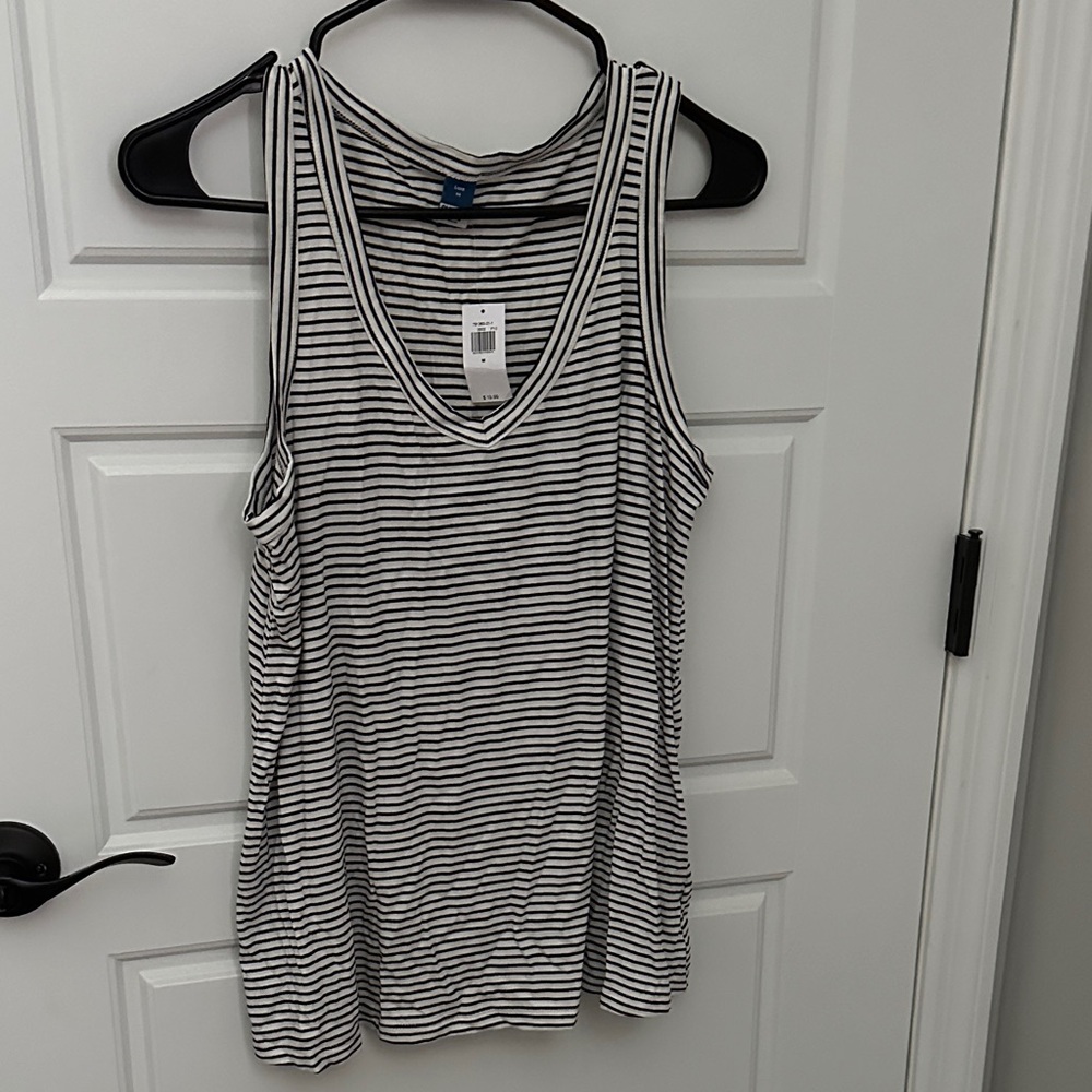 Old Navy Black and White Striped Tank Top